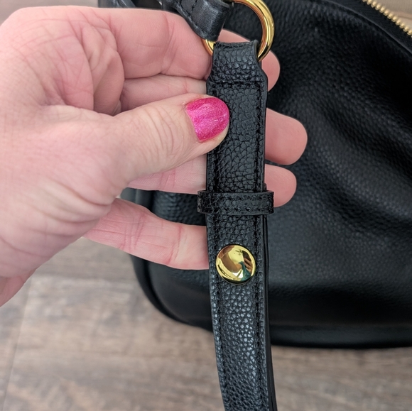 Black Hobo Bag with Adjustable Strap and Soft Leather - Picture 8 of 8